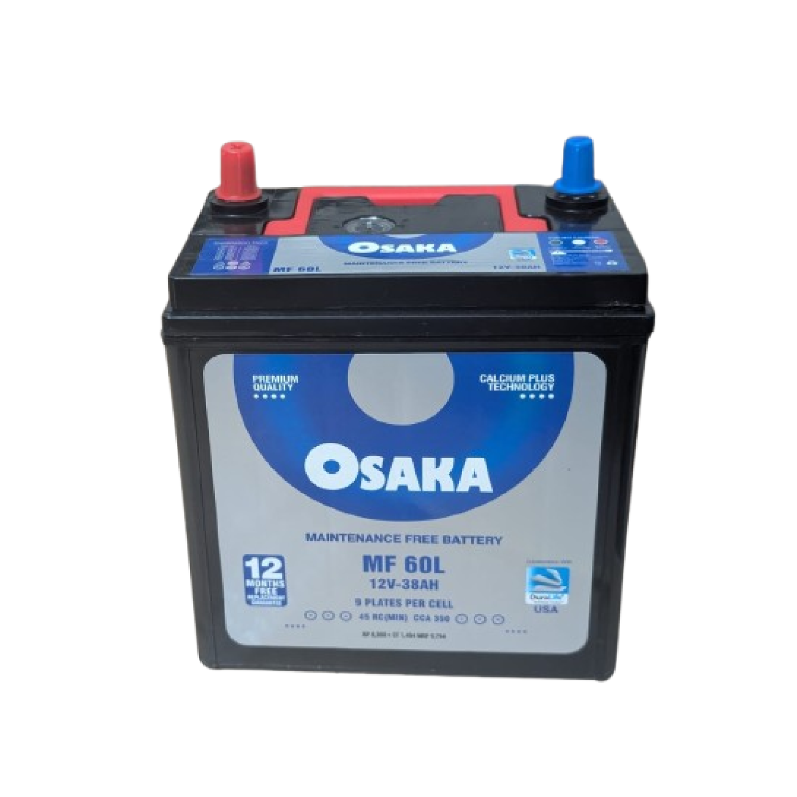 OSAKA MF 60L-05 Osaka MF 60 R/L β 38Ah 9 Plates Maintenance-Free Battery - Image 1