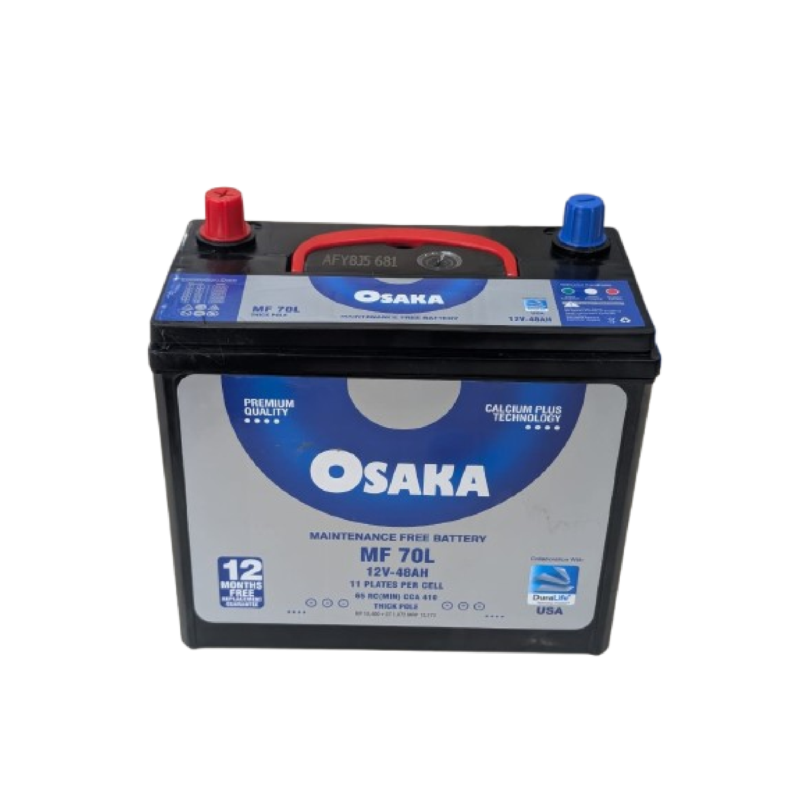 OSAKA MF 70L-20 Osaka MF 70 R/L – 48Ah 11 Plates Maintenance-Free Battery - Image 1